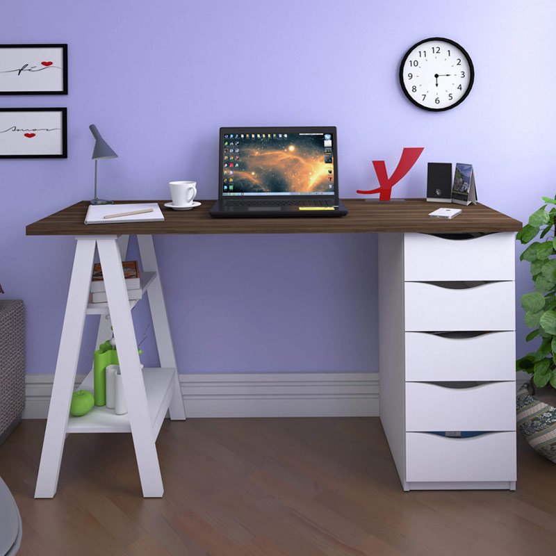  Caruaru Desk - Nogal/ White