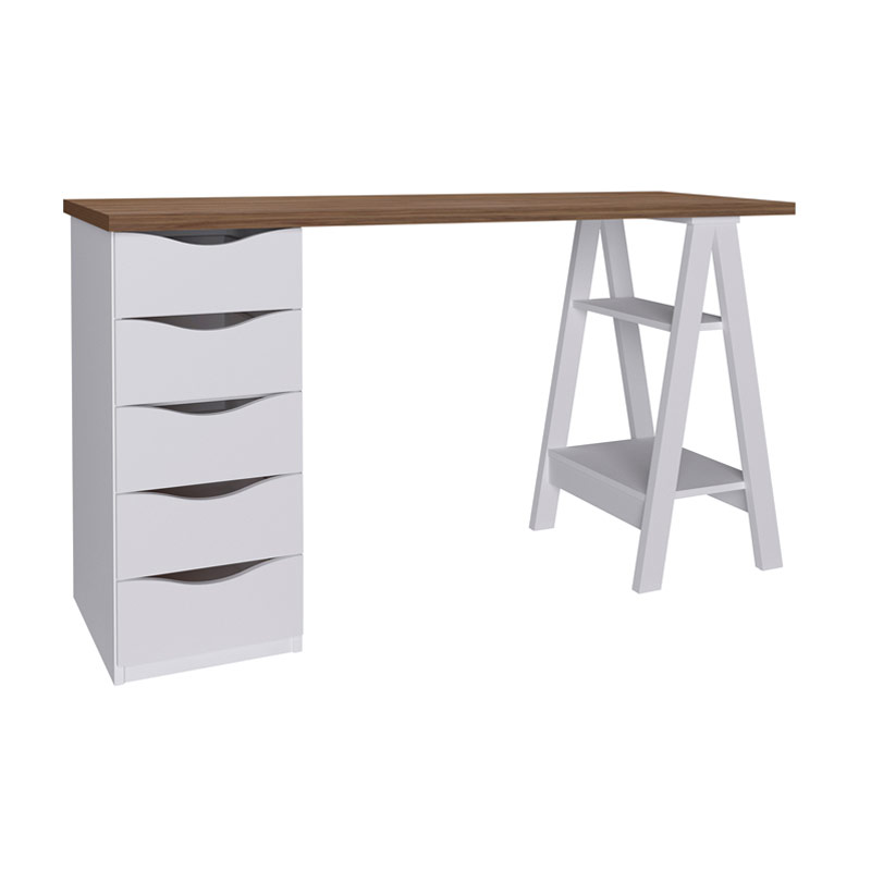  Caruaru Desk - Nogal/ White