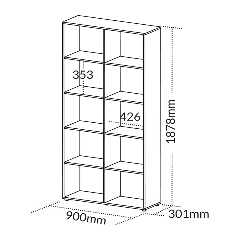  Guarulhos 900x1878 Bookcase - White