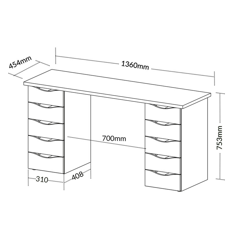  Imperatriz Desk - Nogal/ Black