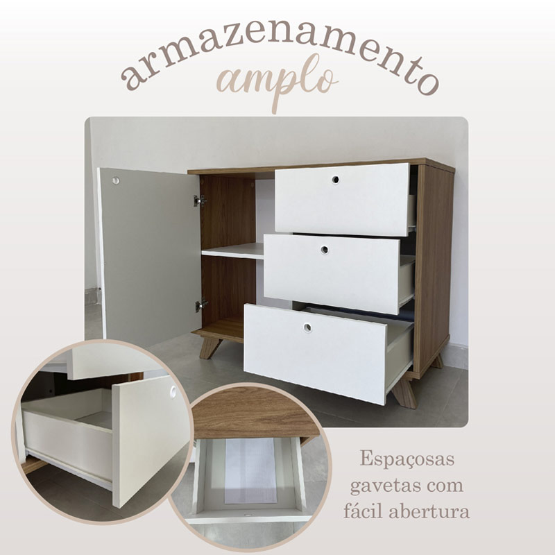  Macae Cabinet with 1 Door and 3 Drawers - Elm/ White 