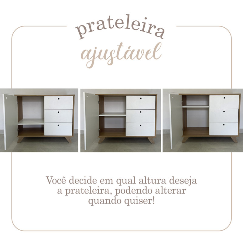  Macae Cabinet with 1 Door and 3 Drawers - Elm/ White 