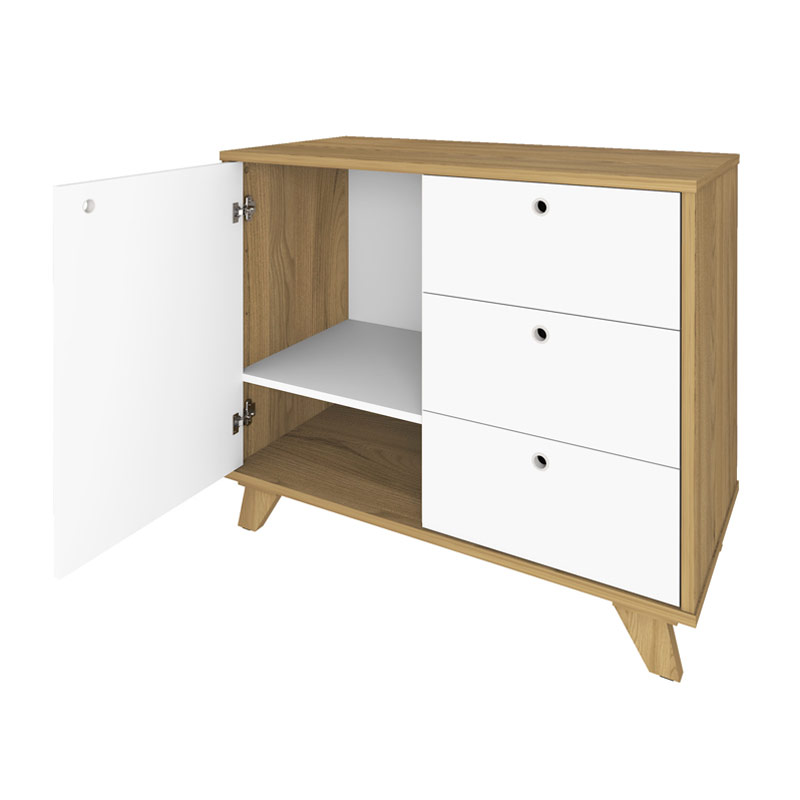  Macae Cabinet with 1 Door and 3 Drawers - Elm/ White 