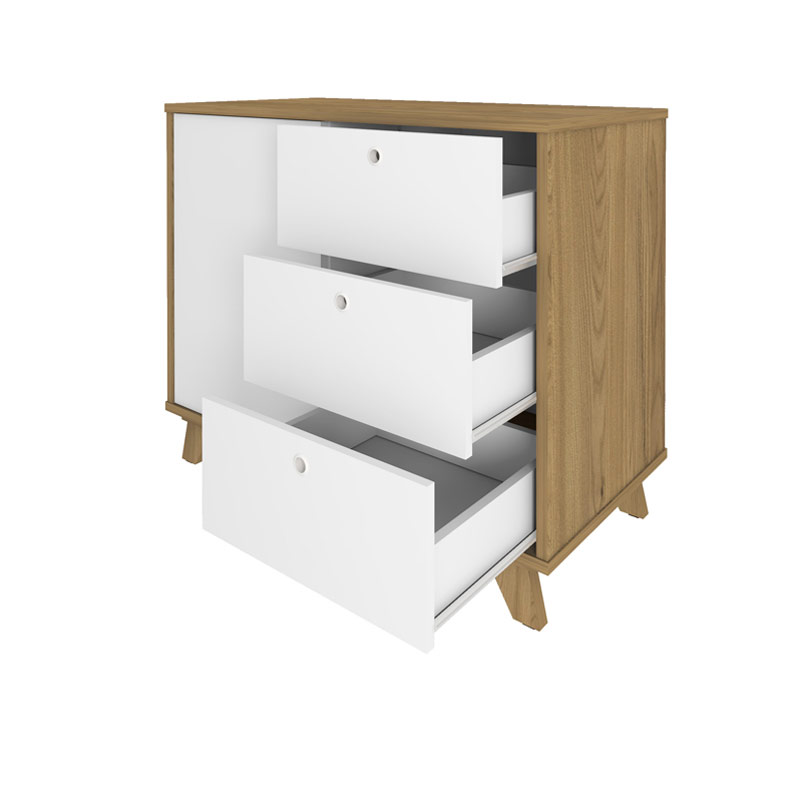  Macae Cabinet with 1 Door and 3 Drawers - Elm/ White 