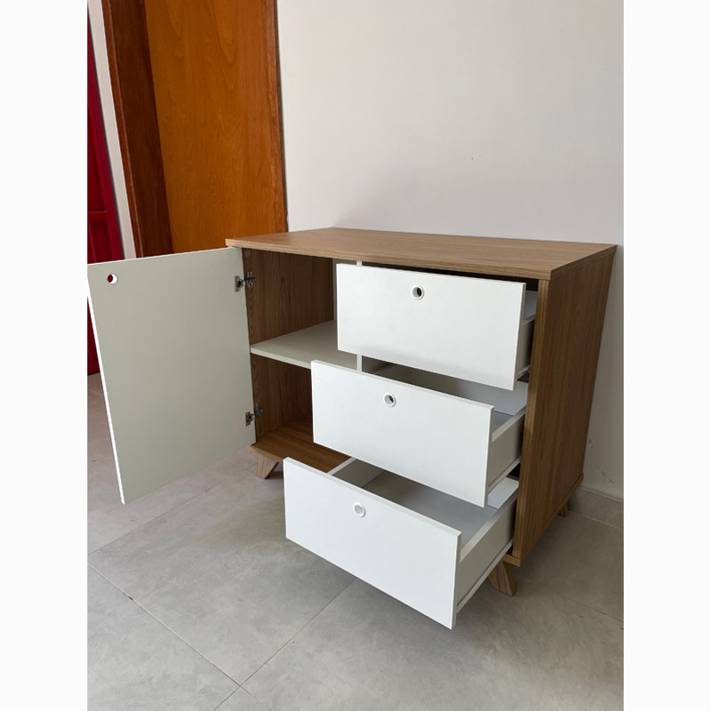  Macae Cabinet with 1 Door and 3 Drawers - Elm/ White 