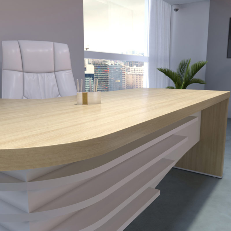  Palmas Desk II 2000x1800 LD - Light Oak/ White