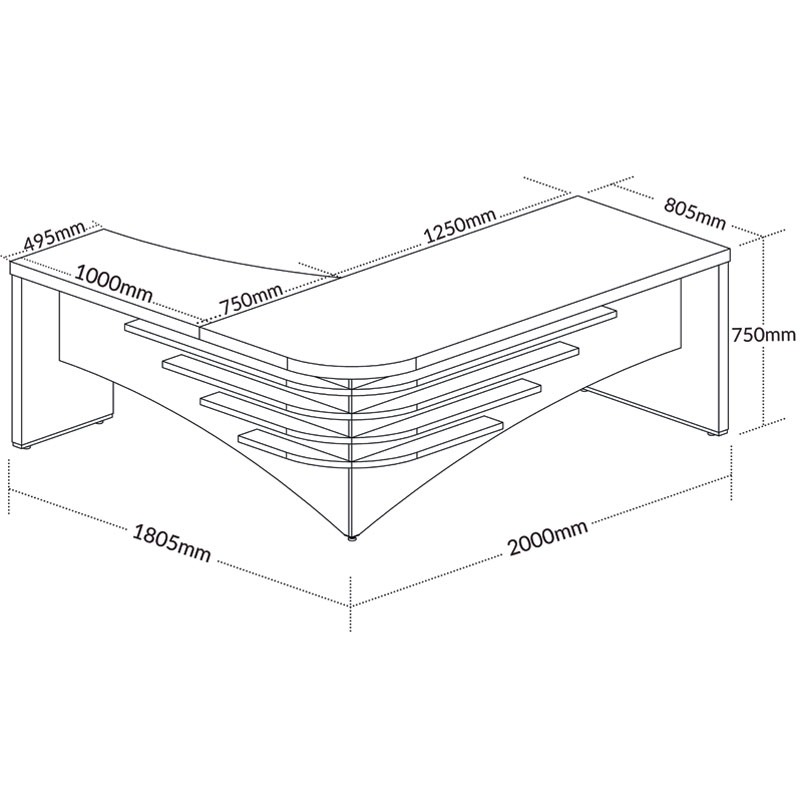  Palmas Desk II 2000x1800 LD - Light Oak/ White