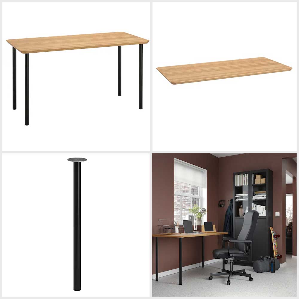 IKEA ANFALLARE / ADILS DESK BAMBOO/BLACK 140×65 CM