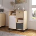 Belem Cabinet with 1 Door and 2 Drawers - Light Oak/ White/ Gray