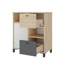 Belem Cabinet with 1 Door and 2 Drawers - Light Oak/ White/ Gray