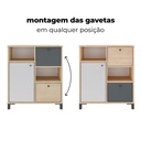 Belem Cabinet with 1 Door and 2 Drawers - Light Oak/ White/ Gray