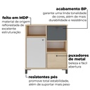 Belem Cabinet with 1 Door and 2 Drawers - Light Oak/ White/ Gray