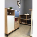 Belem Cabinet with 1 Door and 2 Drawers - Light Oak/ White/ Gray