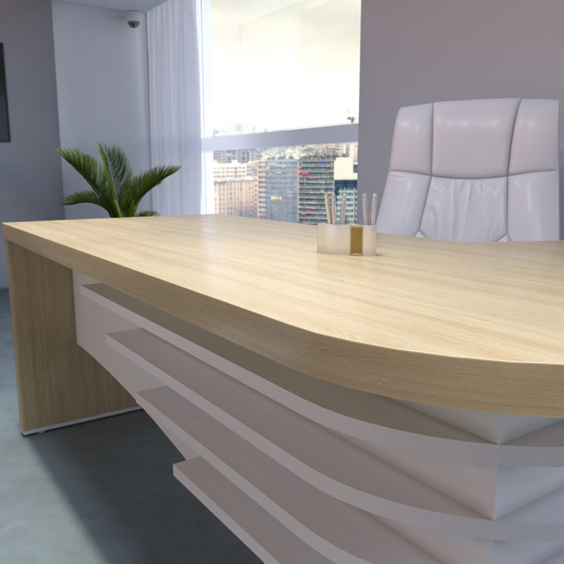 Palmas Desk II 2000x1800 LE - Light Oak/ White