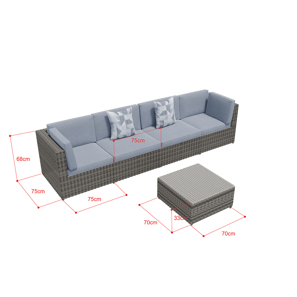 DAKAR OUTDOOR RATTAN SOFA / COUCH ,mix grey