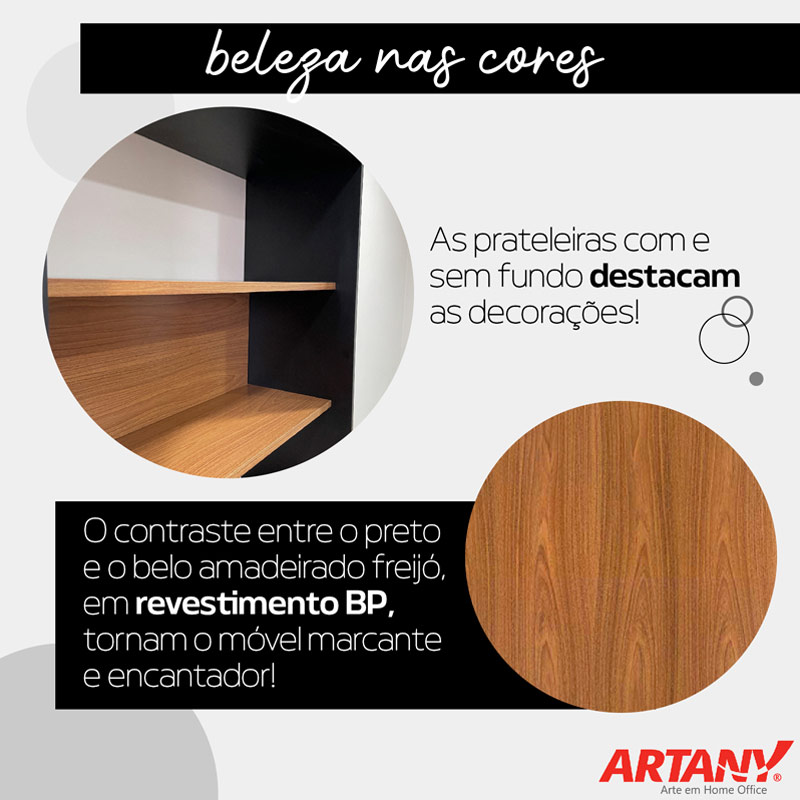 Ribeirao Bookcase - Freijo/ Black