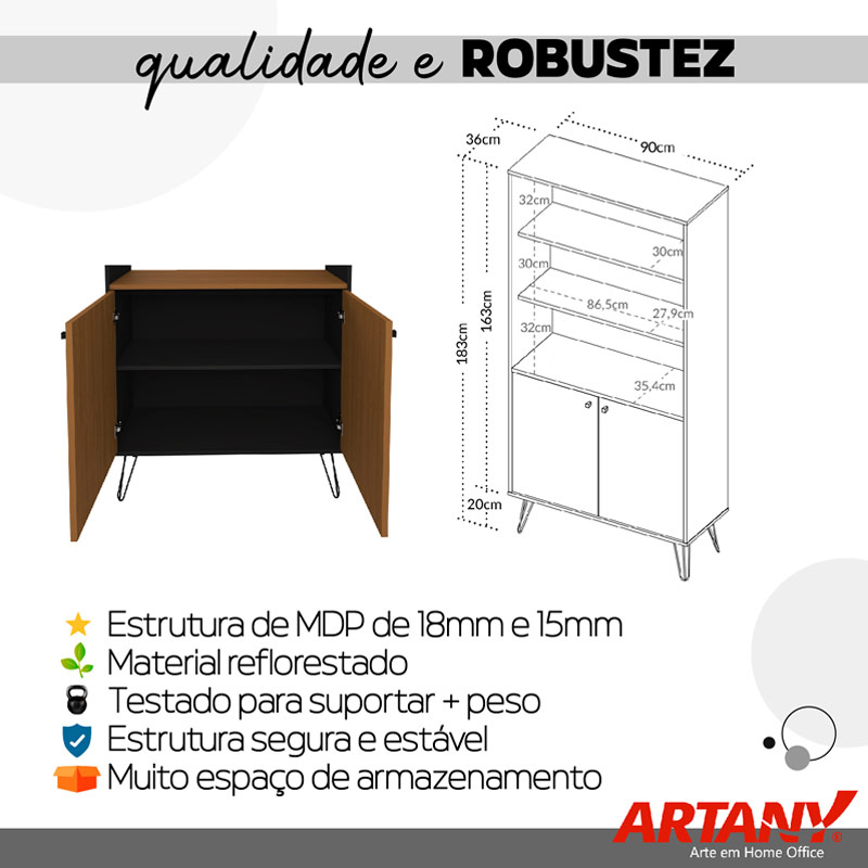 Ribeirao Bookcase - Freijo/ Black