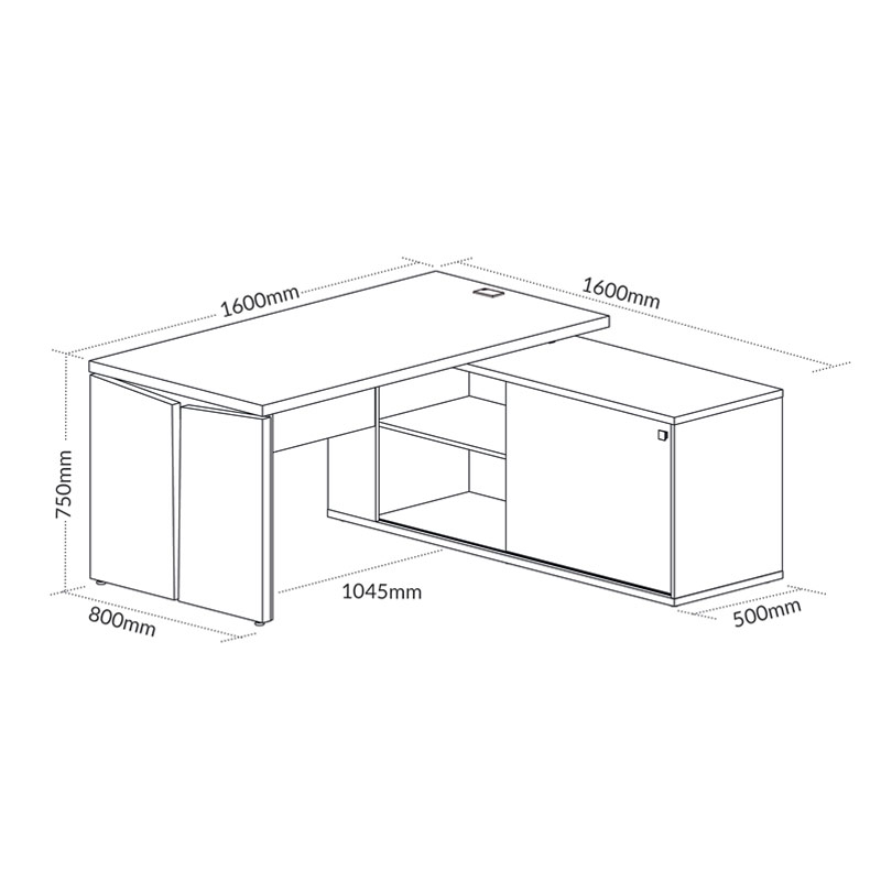 Sumare 1600 LD  Manager Workstation - Nogal/ Black