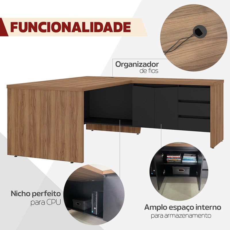 Sumare Chief Desk - Nogal/ Black