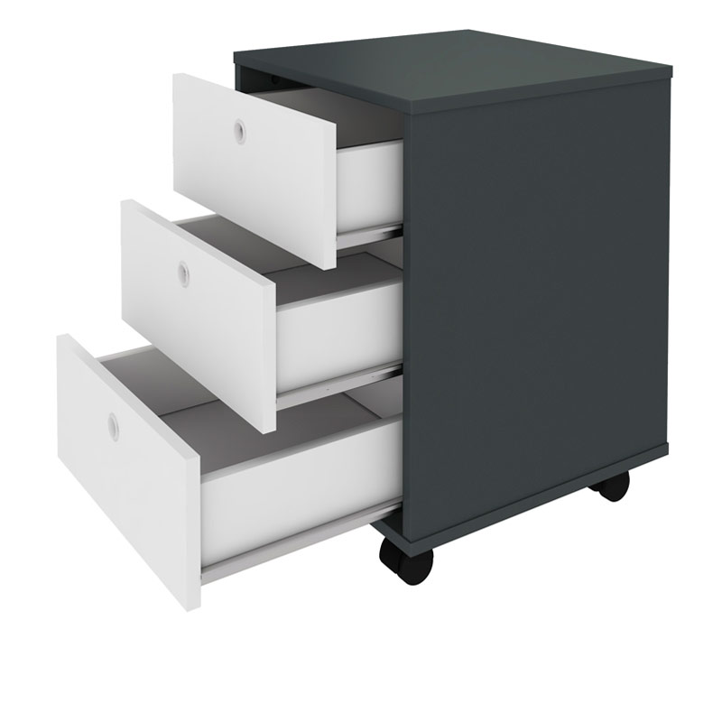 Viamao Chest of 3 Drawers - Gray/ White