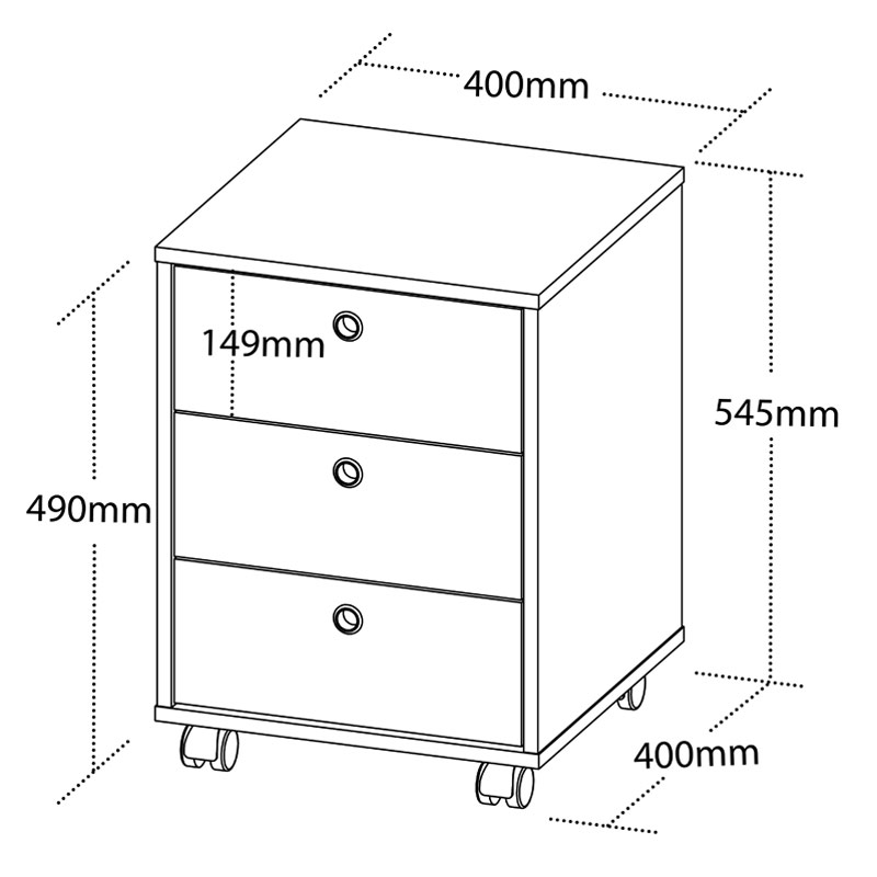 Viamao Chest of 3 Drawers - Gray/ White