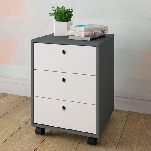  Sinop Chest of 3 Drawers - Gray/ White