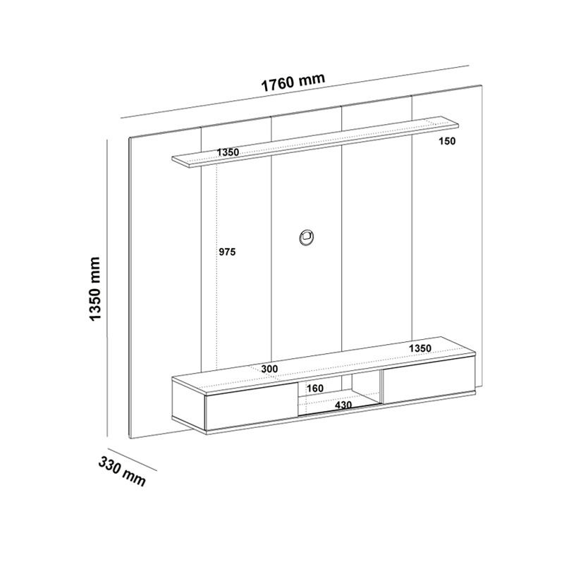 Altamira Tv Wall Panel - Oak/ Graphite