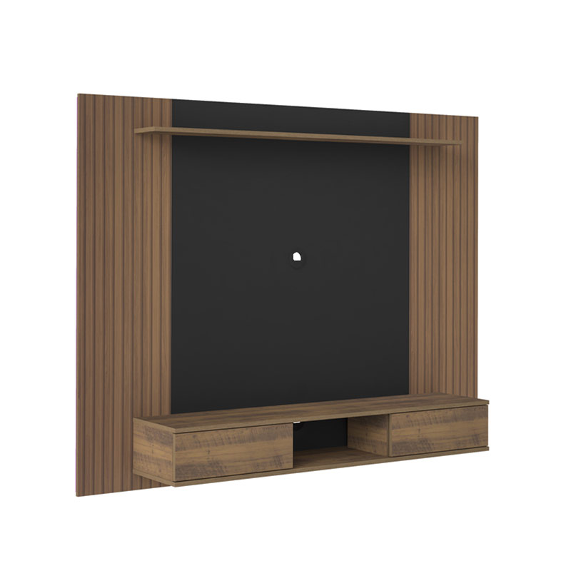 Altamira Tv Wall Panel - Slatted Pine/ Black