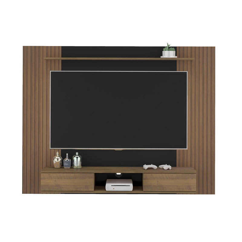 Altamira Tv Wall Panel - Slatted Pine/ Black