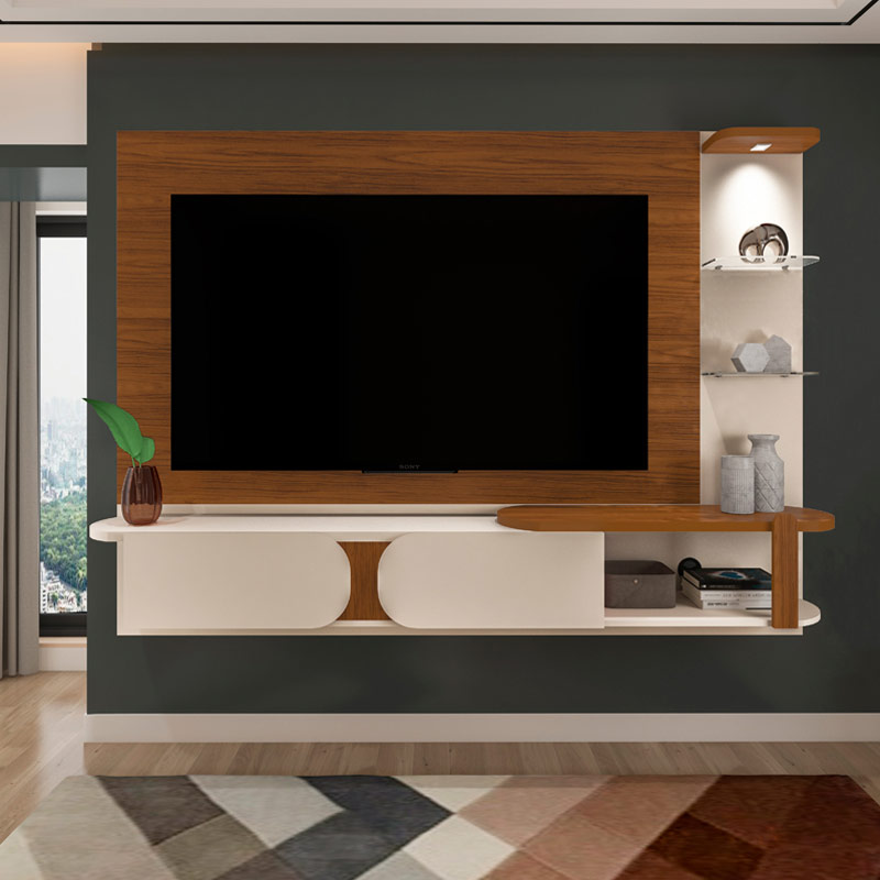 Alvorada Legal Tv Wall Panel - Cedar/Off White