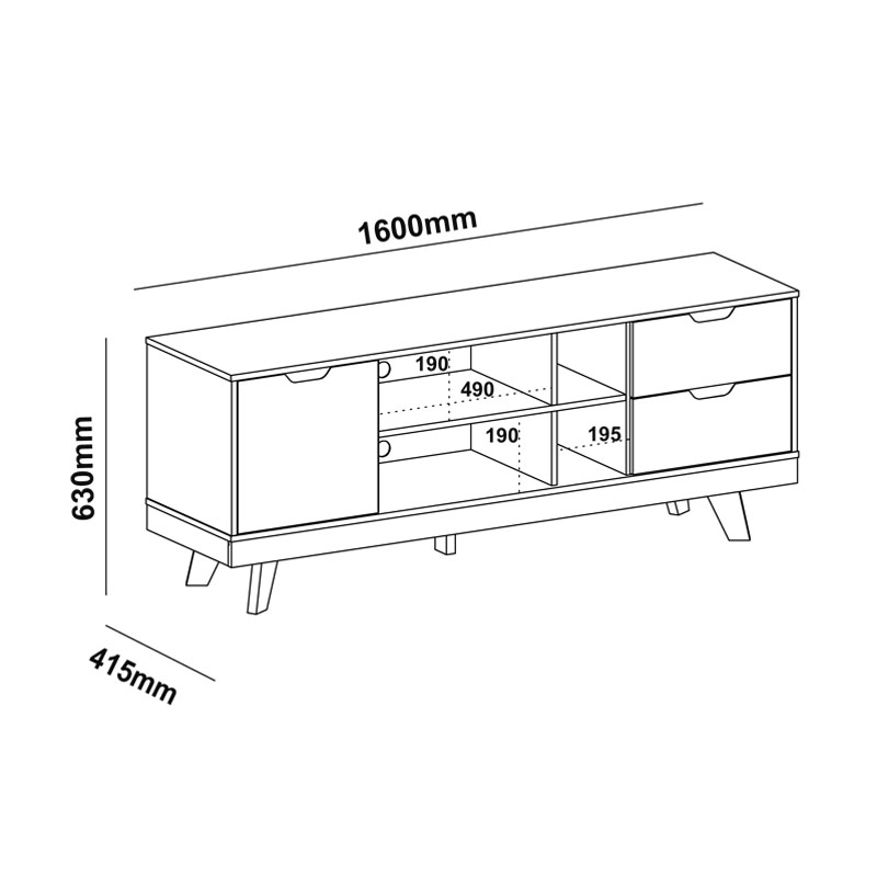 Araguaina Tv Stand - Off White/ Oak