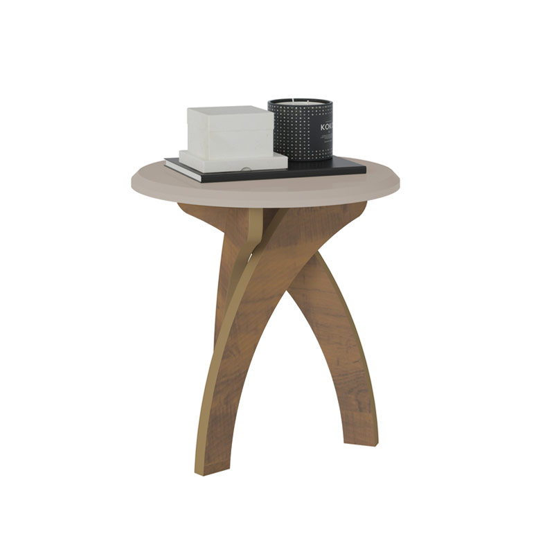 Araras End Table - Off White/ Pine  