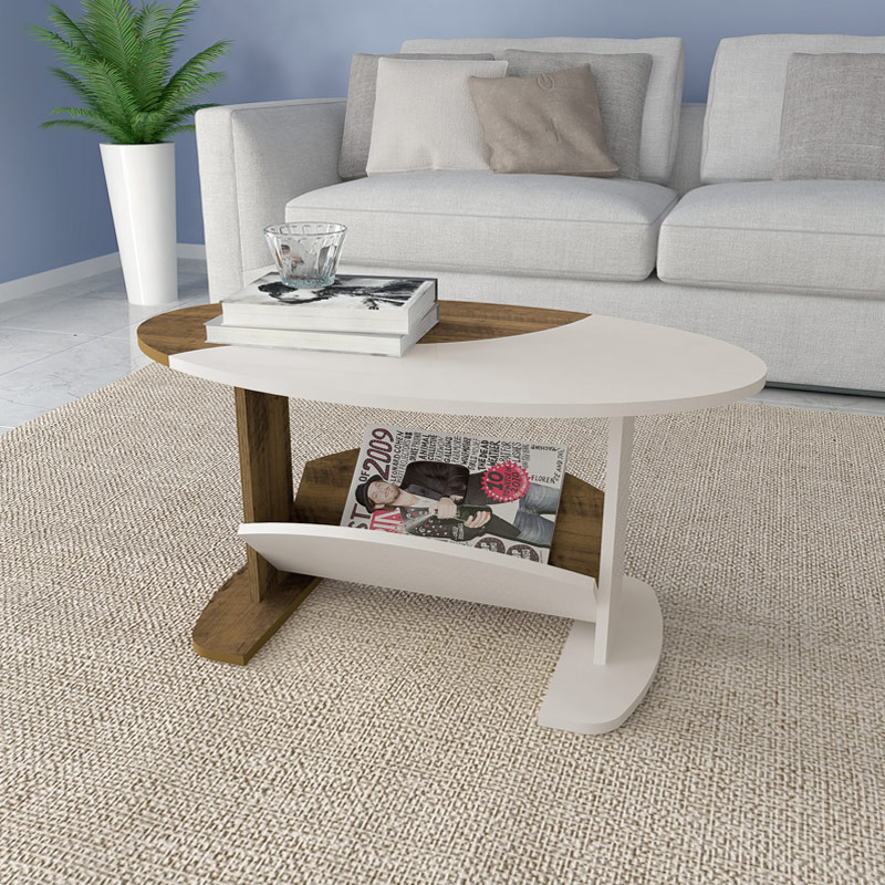 Bento Roxo Coffee Table - Walnut/ Off White