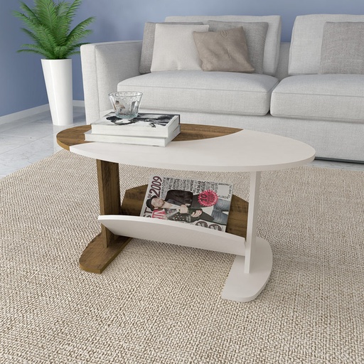 Belford Roxo Coffee Table - Walnut/ Off White