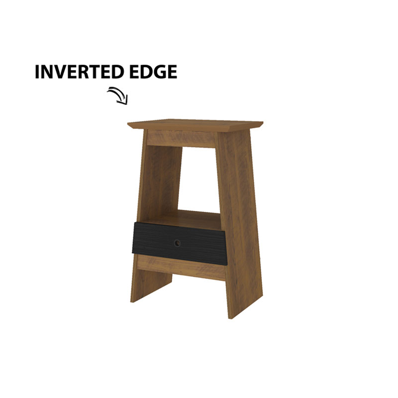 Birigui End Table - Pine/ Black