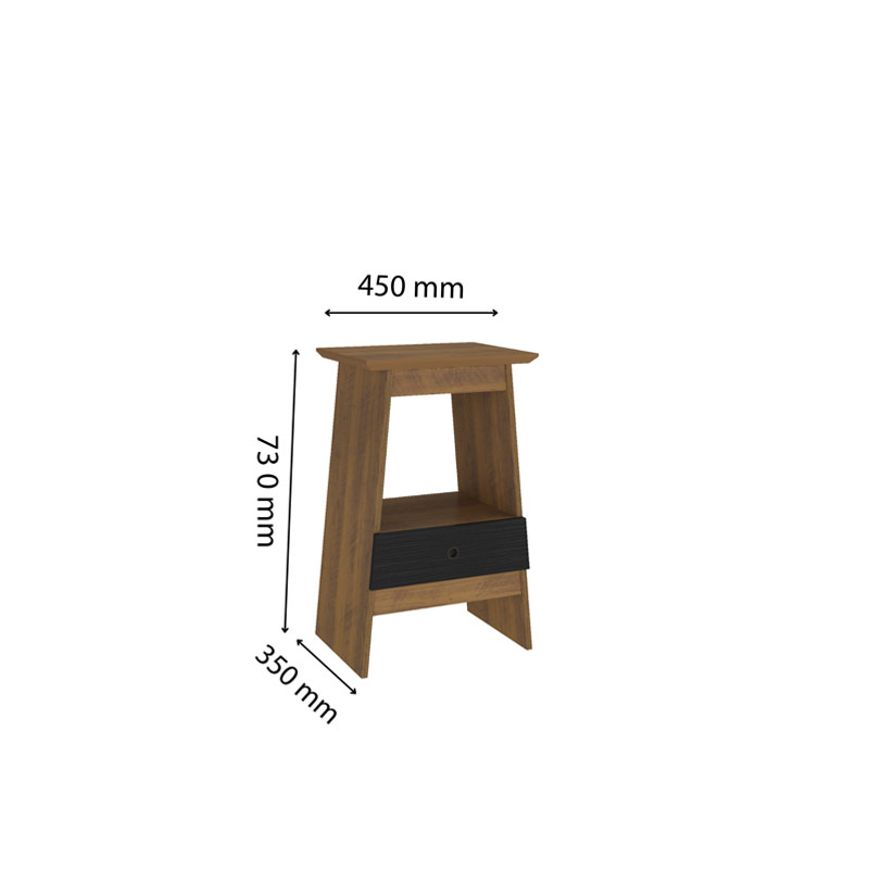 Birigui End Table - Pine/ Black