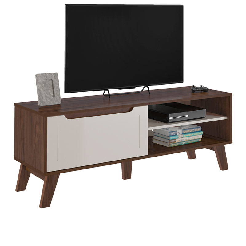 Braganca Horizonte Tv Stand - Walnut/ Off White