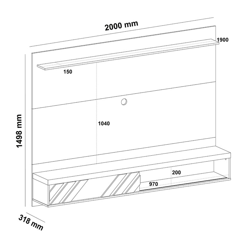 Breves Tv Wall Panel - Oak/ Off White