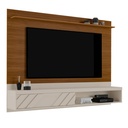 Breves Tv Wall Panel - Off White/ Cedar