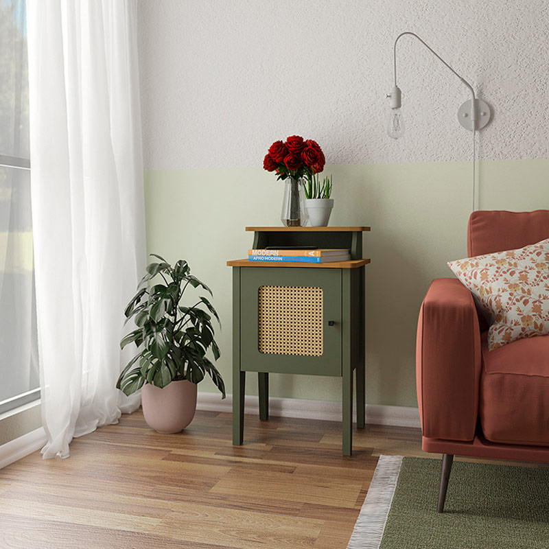 Brusque End Table - Mint/ Oak