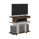 Camaragibe Tv Stand - Walnut/ Off White