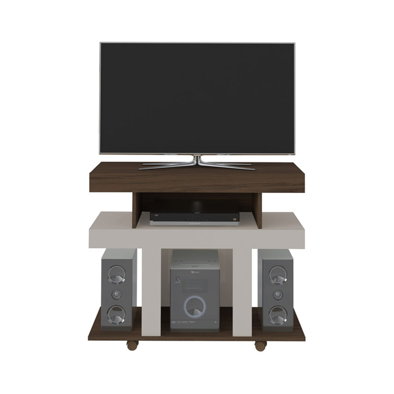 Camaragibe Tv Stand - Walnut/ Off White