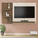 Cambe Tv Wall Panel - Slatted Pine/ Off White