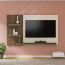 Cambe Tv Wall Panel - Slatted Pine/ Off White