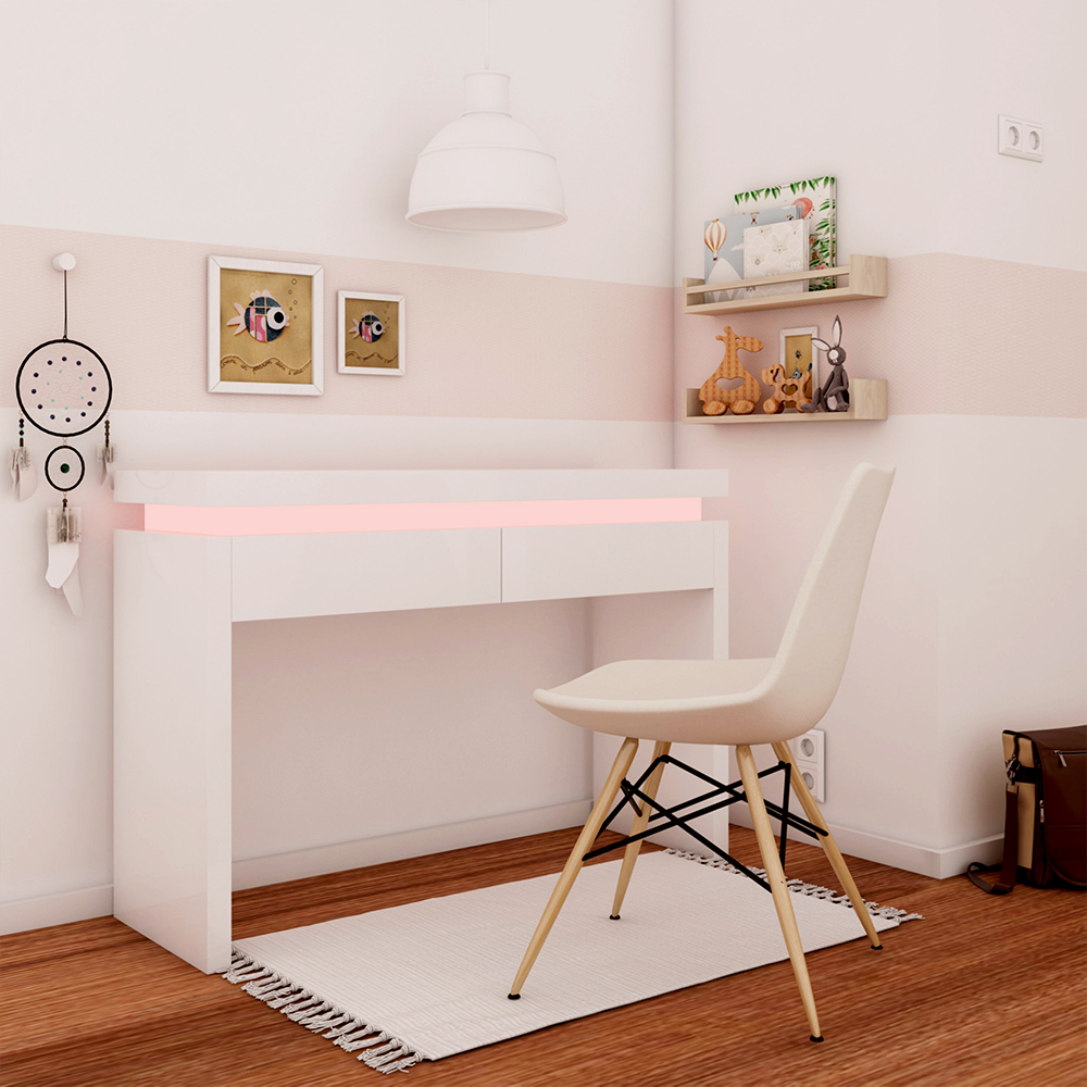 Idiya Aspen Desk , White High Gloss