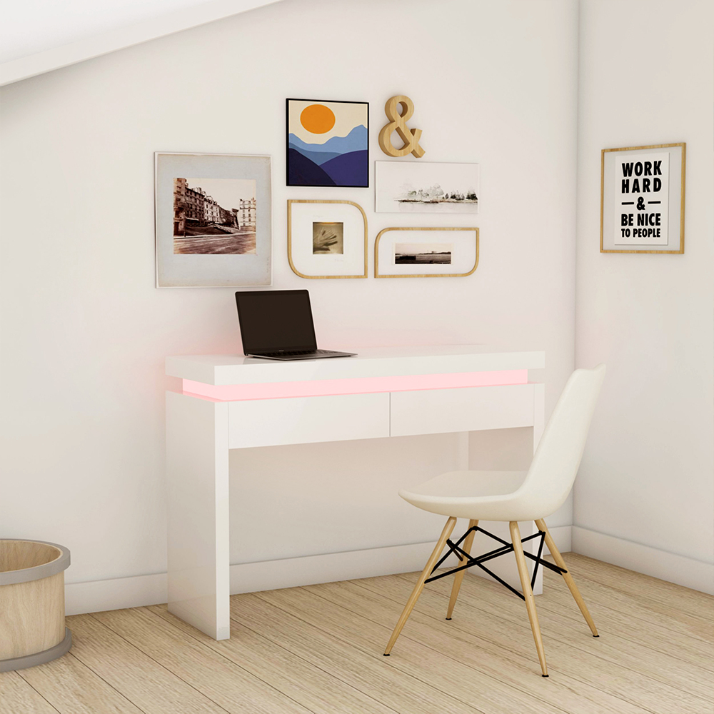 Idiya Aspen Desk , White High Gloss