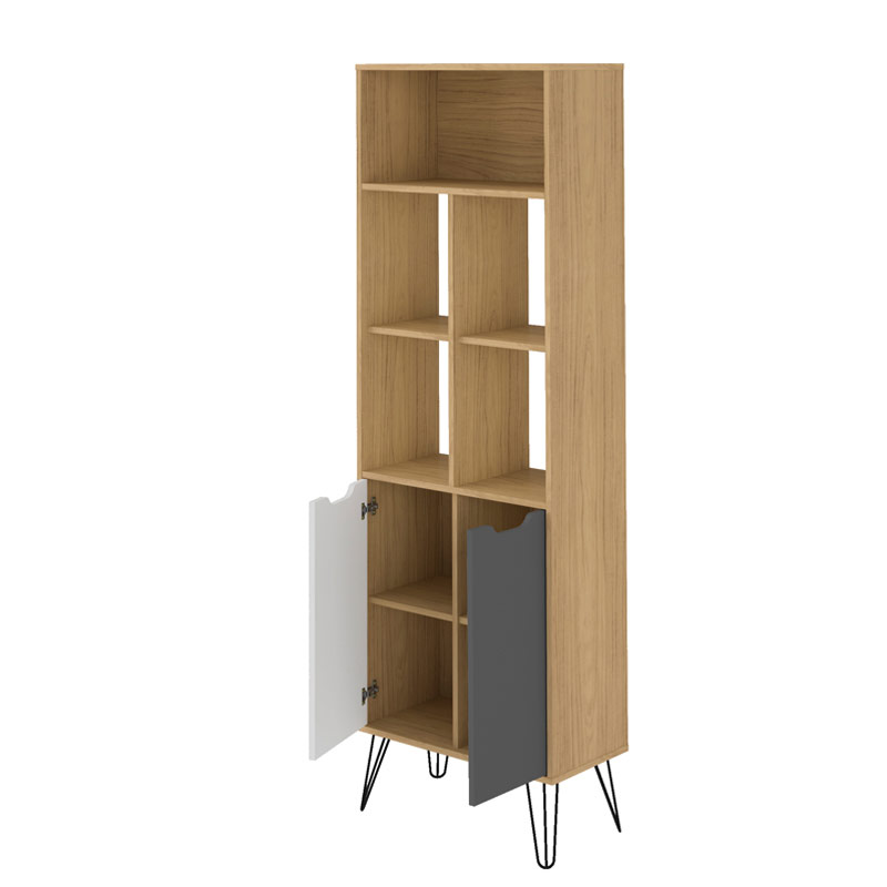 Conselheiro Bookcase - Oak/ Graphite/ White 