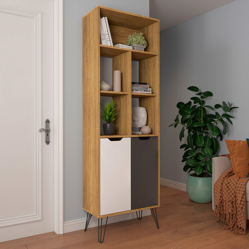 Conselheiro Bookcase - Oak/ Graphite/ White 