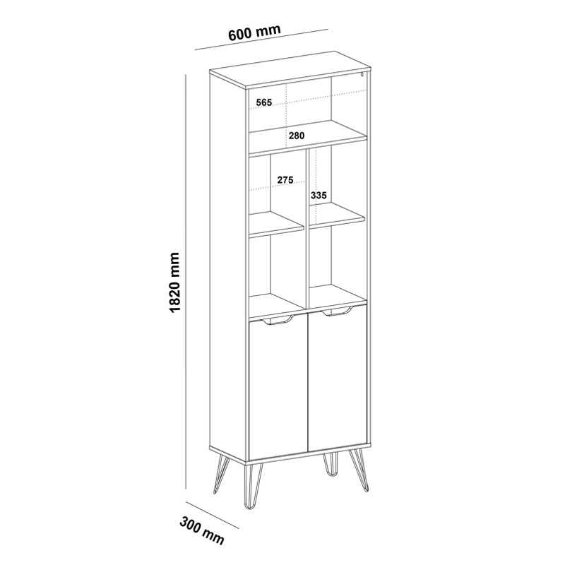 Conselheiro Bookcase - Oak/ Graphite/ White 