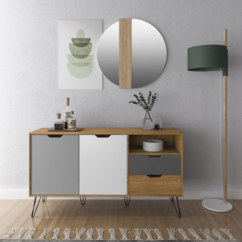 Conselheiro Buffet - Oak/Graphite/White/Silver